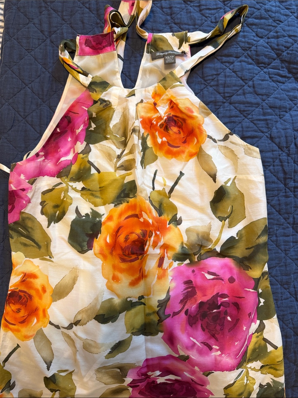Tommy Bahama Floral Halter Camisole - Cream, Pink & Orange